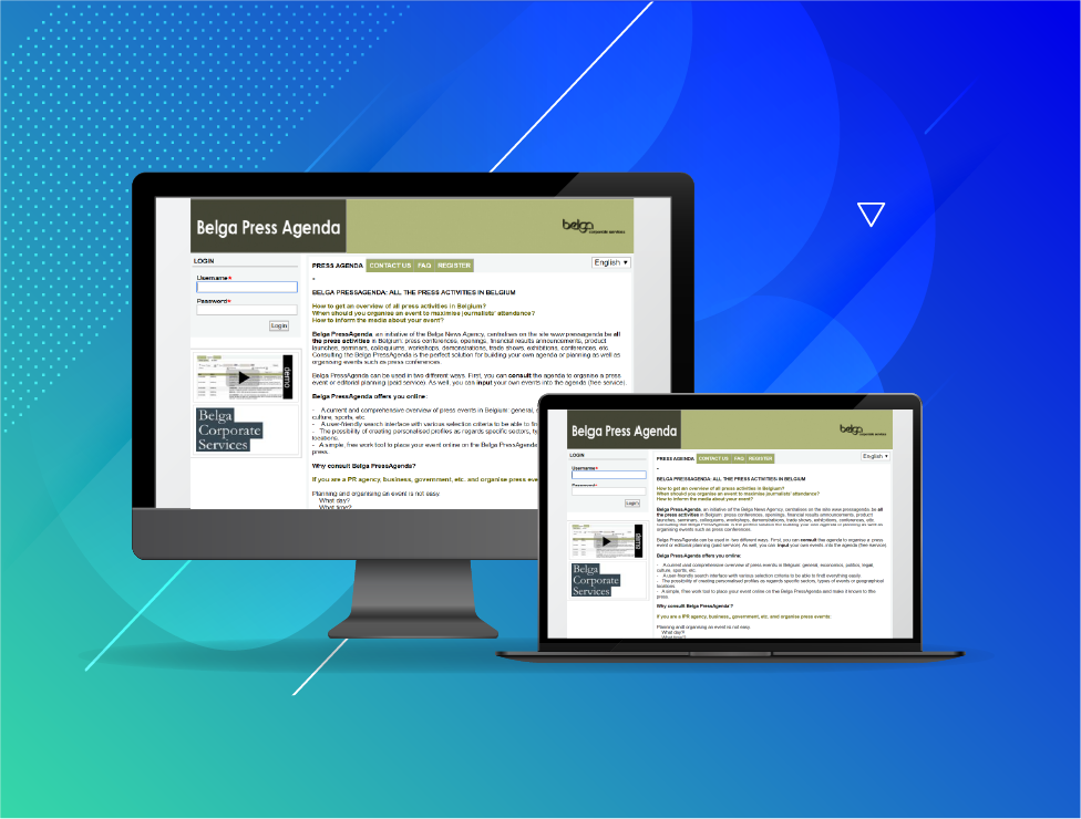 Belga Agenda Website's laptop display